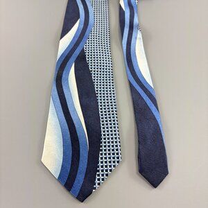 L'uomo Moda Blue / White / Black Men's Tie 4" x 60"